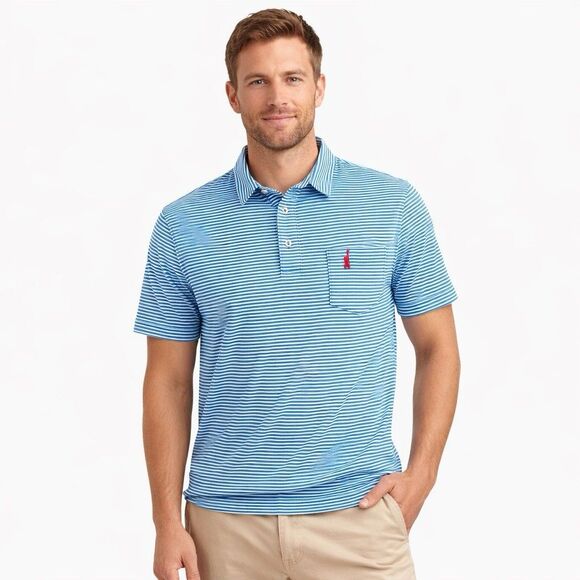johnnie-O Other - Johnnie-O Polo Shirt Mens M Blue White Stripe Pocket Cotton Casual